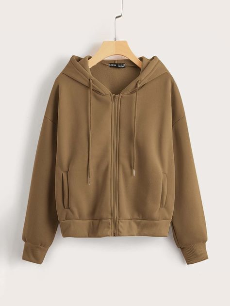 Suede Coat, Cute Jackets, Really Cute Outfits, Drawstring Hoodie, Kids Sleepwear, Cute Casual Outfits, Outerwear Women, Drop Shoulder, Kangaroo Pocket