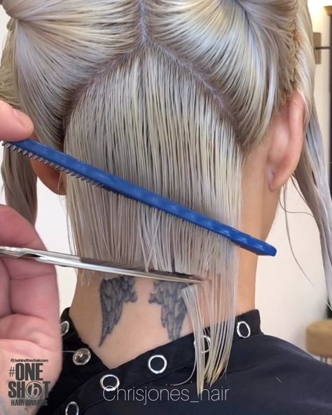 26.2k Likes, 555 Comments - Chris Jones (@chrisjones_hair) on Instagram: “Fresh cut for @thedappergirl ✂️ I like to cut the nape area wet. It allows me to get the precise…” Haircut Videos, Razor Cut Bob, Bob With Fringe, Chris Jones, Haircuts For Fine Hair, Blonde Bobs, Fresh Cut, Blow Dry, Hair Cut