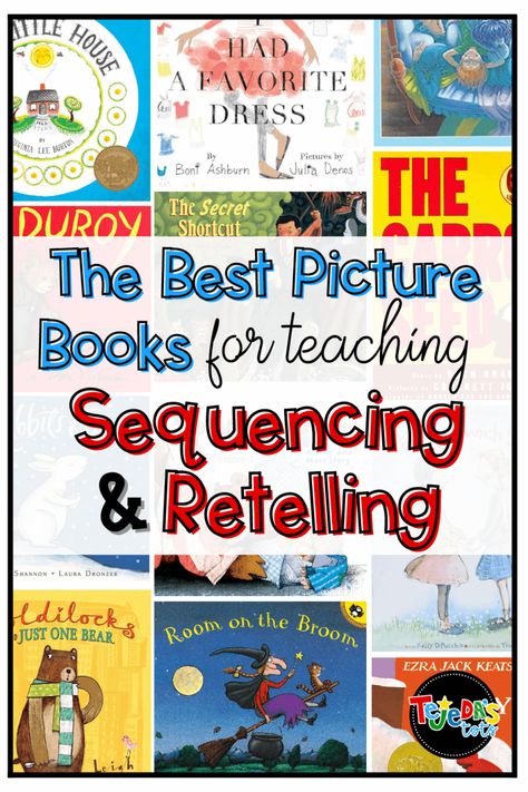 2nd Grade Book Activities, Mentor Text For Retelling First Grade, Read Aloud Books For Kindergarten With Activities, First Grade Read Aloud, Teaching Sequencing, Sequencing Kindergarten, Sequencing Activities Kindergarten, Books For Kindergarten, First Grade Books