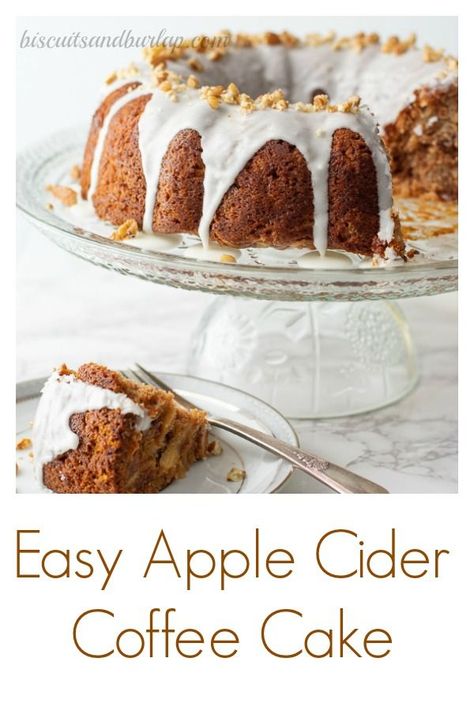 Apple Coffee Cake stirs up in minutes and stays moist due to grated apples and a secret ingredient. #sponsored #apple #applecake #coffeecake #breakfast #brunch #applecider Apple Cider Cake Recipe, Cider Cake Recipe, Apple Cider Coffee, Apple Cider Bundt Cake, Cider Bundt Cake, Cofee Cake, Apple Cider Cake, Cider Cake, Best Apple Cider