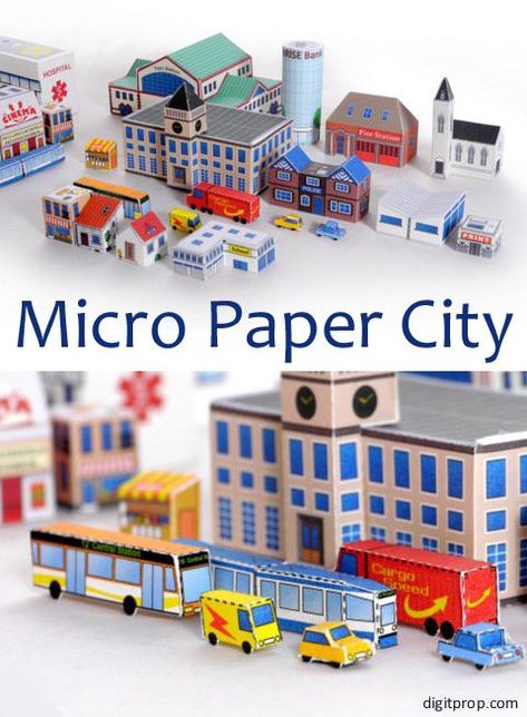 Paper City Printable, Cardboard City, Ferrari 348, Cardboard Toys, House Template, Paper Toys Template, Paper City, City Model, 3d Paper Crafts