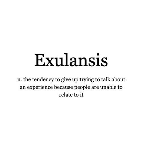 Word of the Day: Exulansis I think we've all experienced this at one point in our lives or another. It is a shame when people cannot empathise. --------------------------------------------- We'd love to see how you might use any of our words of the day. Send us your thoughts; the most poetic, funniest or otherwise best will be featured on our feeds and (later this year) our magazine. . . . #WordoftheDay #relate #experience #conversation #vocabulary #empathy #learn #words #writerscommunity Words To Describe People With Meaning, Aesthetic Words To Describe People, Aesthetic Titles For Books, Big Words For Love, Rare Words With Dark Meanings, Big Words And Their Meanings, Words You Didnt Know Existed Feelings, Aesthetic Greek Words, Words For Feelings You Cant Explain