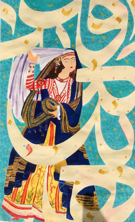 Wakhi Tribe (The Ancestral Legacy Persian Art) Painting by Sharmene Yousuf | Saatchi Art Carpet Painting Art, Persian Culture Aesthetic, Persian Painting Iranian Art, Iranian Art Modern, Ghajar Painting, Persian Market, Calligraphy Collage, Persian Aesthetic, Arabic Painting