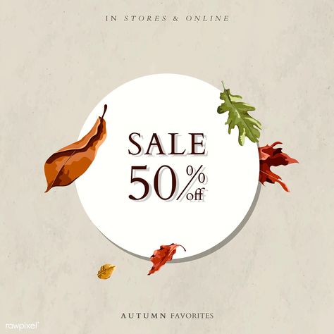 Autumn 50% off sale promotion poster template vector | premium image by rawpixel.com / Aew 50 Off Sale Poster, Easy Photoshop Tutorials, Male Vampire, Email Template Design, Fashion Poster Design, Promotion Poster, Web Design Resources, Fall Sale, 50 Off Sale