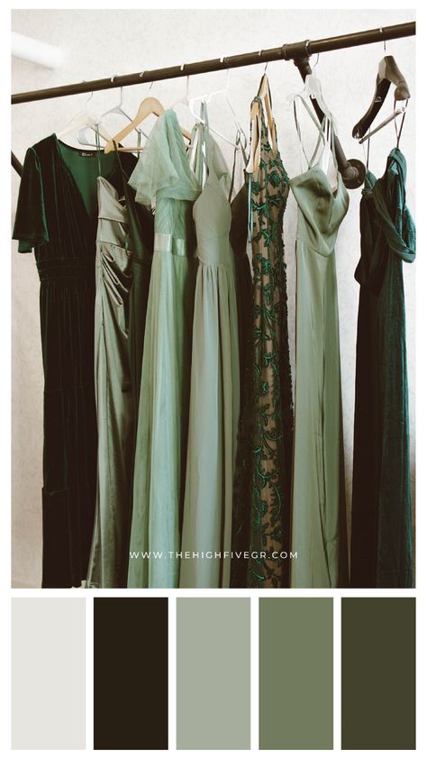 Green was the color of 2024. 🤍🌿🕊️ Bridesmaid Dress Tip: Don’t be afraid to mix and match dresses! Let bridesmaids wear different styles in the same color family or fabric to give them individuality while keeping a cohesive look. Follow for more wedding planning tips and inspiration. #weddingcolors #bridesmaid #bridesmaiddress #weddingtips #weddingplanning #weddingvenue #weddingideas #grandrapids #luxurywedding #weddingday #weddinginspiration #weddingdetails #weddinginspo Shades Of Green Palette Wedding, Multiple Green Bridesmaid Dresses, Shades Of Green Bridesmaid Dresses Color Schemes, Dark Green Bridesmaid Dresses Mismatched, Green And Blue Bridesmaid Dresses, Mismatched Bridesmaid Dresses Green, Shades Of Green Bridesmaid Dresses, Green Bridesmaid Dresses Mismatched, Bridesmaid Palette