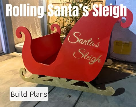 This is a super fun build and super cute. This sleigh has wheels so you push your kids in it around the neighborhood. You will definitely be the talk of the neighborhood. Or you use it as a decor piece to add presents on top of.  This build took me around 3 days to finish.  You can also take it apart after Christmas for easier storage.    This build is sure to impress you family and friends and it is a fun activity if you want to build it with friends or family.  Includes: Sleigh Stencil, Santa's Sleigh Words Stencil, Cut List, Material List, Tool List, Plywood diagrams to get the most our of your plywood, and step-by-step instructions with photos and diagrams Full Size Santa Sleigh Plans, Cardboard Sleigh Diy, Diy Sleigh Decoration, Santa Sleigh Diy, Christmas Sleigh Diy, Diy Santa Sleigh, Cardboard Sleigh, Santa Sleigh Decoration, Wagon Ideas