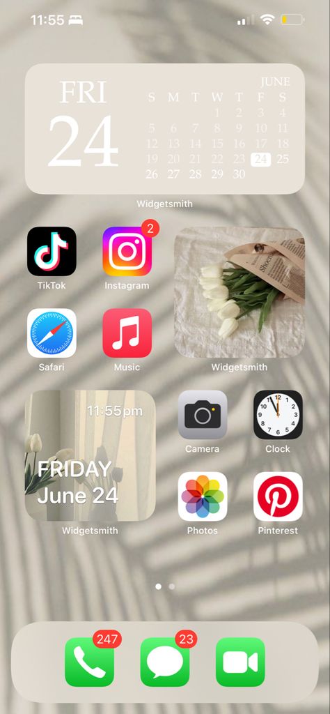 Simple Iphone Aesthetic, Clean Girl Aesthetic Homescreen, Clean Girl Phone Aesthetic, Clean Girl Ios Homescreen, Homescreen Organization Iphone Simple, Rangement Iphone Application, Clean Girl Homescreen Layout, Iphone 11 Aesthetic Home Screen, Clean Homescreen Layout