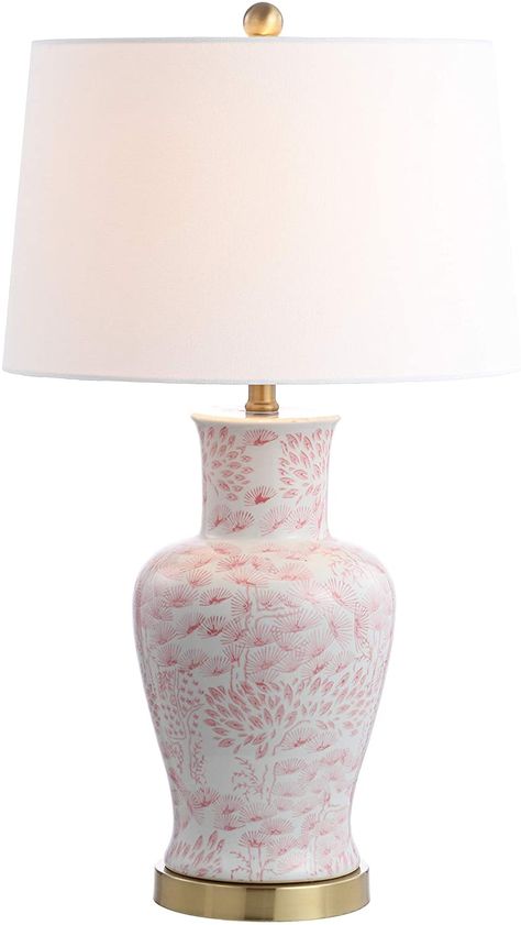 Chinoiserie Lamp, Pink Chinoiserie, Desk Nightstand, Nightstand Table, Pink Lamp, Traditional Table Lamps, Metal Lamp Shade, Living Room Home Office, Pink Table