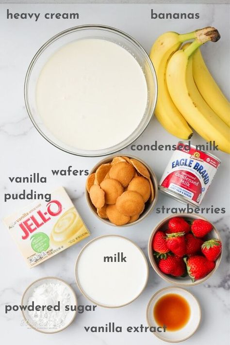 Banana Pudding With Eagle Brand, Banana Pudding With Instant Pudding, Strawberry Banana Pudding, Classic Banana Pudding, Vanilla Wafer Cookies, Vanilla Pudding Recipes, Strawberries And Bananas, Peanut Butter Rice Krispies, Banana Pudding Desserts