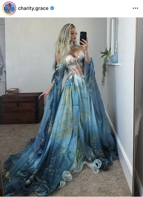 Fae Creatures, Charity Grace, Dress Ruffles, Blue Mermaid, Fantasy Gowns, Fairytale Dress, Mermaid Evening Dresses, Fantasy Dress, November 17