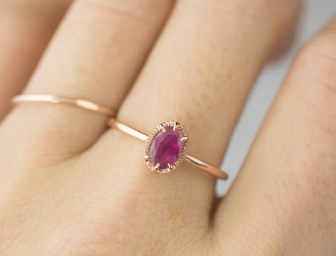 Ruby Rose Ring, Ruby And Gold Ring, Ruby Ring Simple, Unique Ruby Rings, Meaningful Rings, Ruby Solitaire Ring, July Birthstone Ring, Dainty Wedding Ring, Sapphire Solitaire Ring