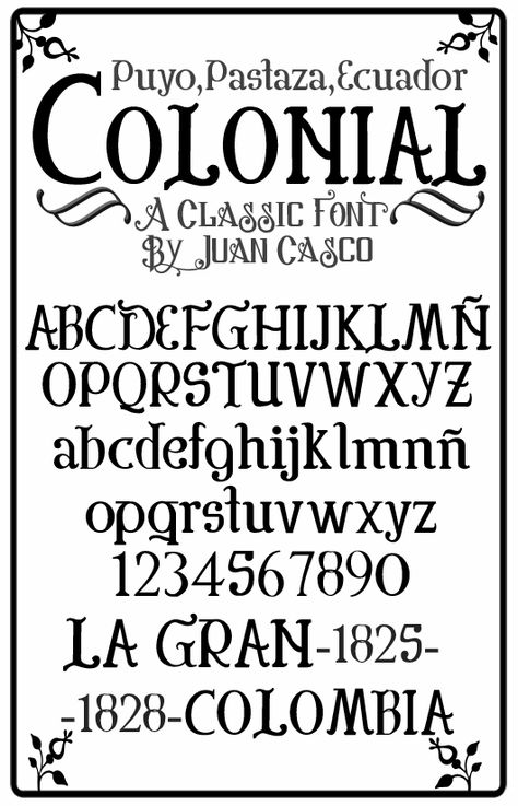 Colonial font by Juan Casco - FontSpace Old Newspaper Font, Sign Lettering Fonts, Masculine Font, Abc Font, Bubble Letter Fonts, Graffiti Lettering Fonts, Tattoo Lettering Fonts, Font Graphic, Hand Lettering Fonts