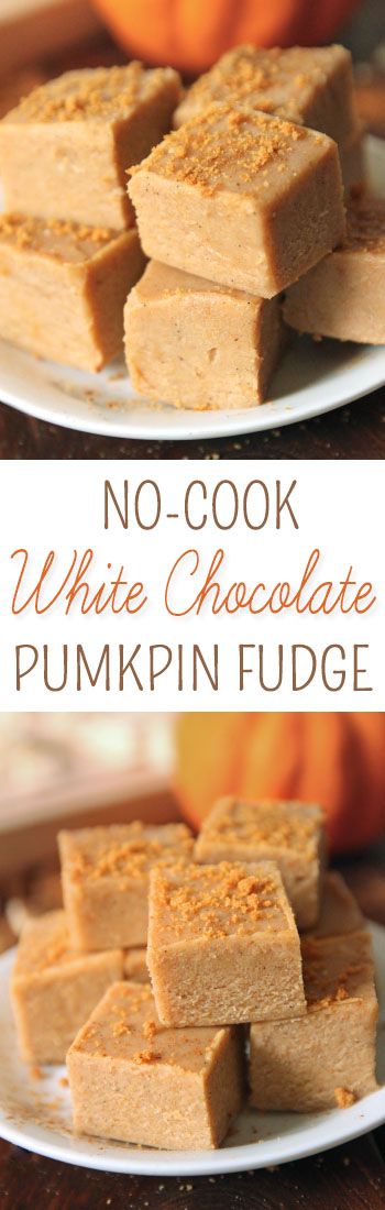 This quick and easy white chocolate pumpkin fudge only takes a few minutes to make and is made in the microwave. Microwave Pumpkin, Pumpkin Fudge, Diy Easy Recipes, Pumpkin Cake Recipes, Chocolate Pumpkin, Fall And Halloween, Pumpkin Chocolate, Paleo Dessert, Fall Baking