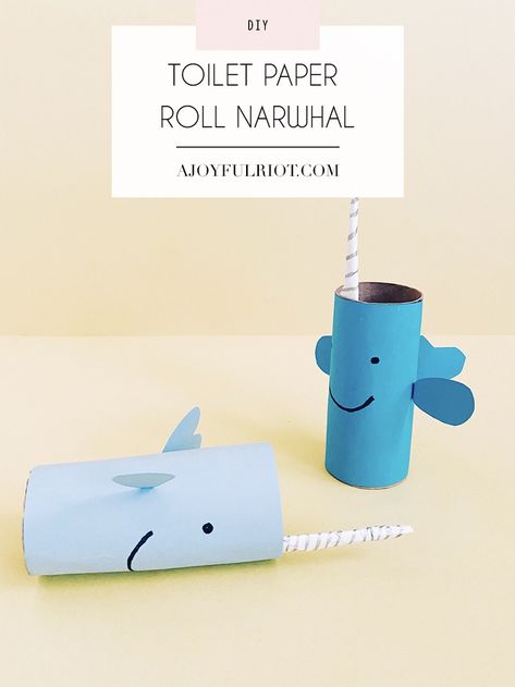 Narwhal Toilet Paper Roll Craft Arctic Animals Crafts, Toilet Paper Roll Craft, Winter Classroom Activities, Cute Narwhal, Roll Craft, Cardboard Toys, Polar Animals, Diy Toilet, Roll Paper