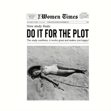 Wall Decor For Dorm, Do It For The Plot, Newspaper Canvas, Girl Wall Decor, Newspaper Wall, For The Plot, Girls Wall Decor, Times Newspaper, Study Decor