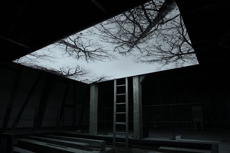 Youki Hirakawa - Vanished Tree - Barn / 2013.  Video Installation / 1 Projection and 1 Monitor / Silent / Full HD / 10min Loop. Akademie Schloss Solitude, Stuttgart Conception Scénique, Projection Installation, Bühnen Design, Set Design Theatre, Theatre Design, Projection Mapping, Interactive Art, Exhibition Display, Empty Room