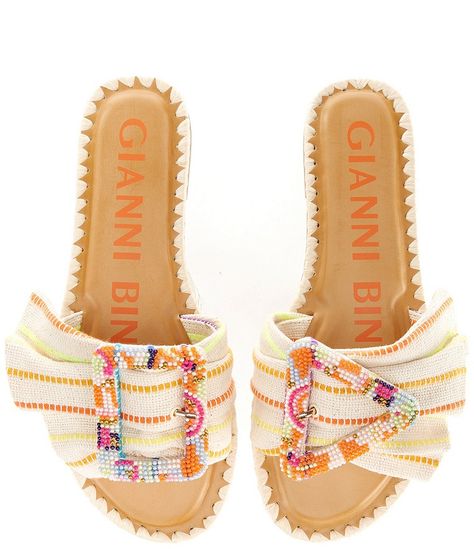 Gianni Bini Jaxson Linen Mismatched Beaded Buckle Sandals | Dillard's Preppy Shoes, Shoe Wishlist, Shoe Inspo, Swag Shoes, Buckle Sandals, Cute Everyday Outfits, Gianni Bini, Pretty Shoes, Shoe Obsession