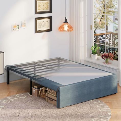 16 Inch Frame with Fabric Cover, Platform Bed Frame Heavy Duty Metal Support with Storage, Easy King Metal Bed Frame, Full Metal Bed Frame, Simple Bed Frame, Box Spring Bed Frame, Bed Frame King, King Size Platform Bed, Black Bed Frame, Full Size Bed Frame, Full Bed Frame