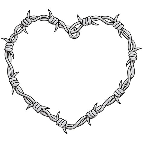 Chain Heart Tattoo Design, Chained Heart Drawing, Chain Heart Drawing, Barbed Wire Heart Tattoo, Wire Heart Tattoo, Trace Drawing, Barbed Wire Heart, Barbed Wire Tattoos, Diy Drawing