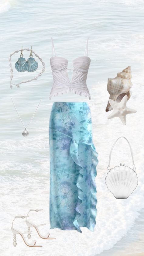 🧜‍♀️🌊 #outfit #outfitinspo #clothes #blue #fashion #aesthetic #mermaid Blue Mermaid Aesthetic, Blue Fashion Aesthetic, Mermaid Core Outfit, Mermaid Inspired Outfits, Mermaid Clothes, Mermaid Outfits, Aesthetic Mermaid, Mermaid Core, Mermaid Outfit