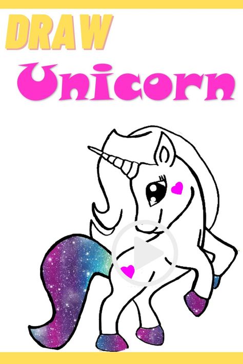 How To Draw a unicorn easy 🦄🦄🦄🦄 _ easy drawing for beginners, step by step - easy drawing Unicorn Drawings Easy, How To Draw Unicorns For Kids, How To Draw A Unicorn Easy Kids, Easy To Draw Unicorn, How To Draw A Unicorn, Draw A Unicorn Easy, Unicorn Drawing Easy, Cute Unicorn Drawing, Easy Drawing For Beginners