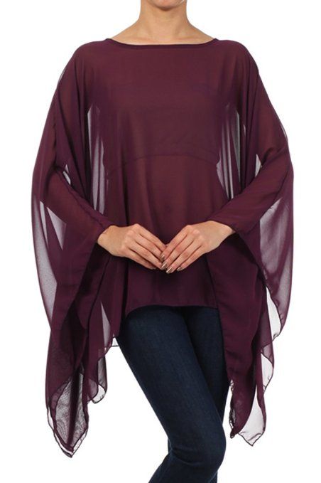 Amazon.com: Kiwi Co. Solid Sheer Chiffon Caftan Poncho Tunic Top Teal One Size: Clothing Western Top Design, Georgette Tops Western For Jeans, Chiffon Styles, Taylor Concert, Dress Over Jeans, Kaftan Tops, Western Top, Poncho Blouse, Kaftan Designs