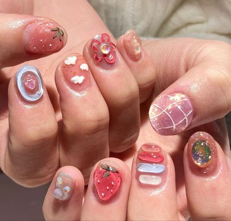 Cute Short Nails, Gelang Manik-manik, Asian Nails, Hippie Nails, Short Gel Nails, Blush Nails, Casual Nails, Pretty Gel Nails, Cute Gel Nails