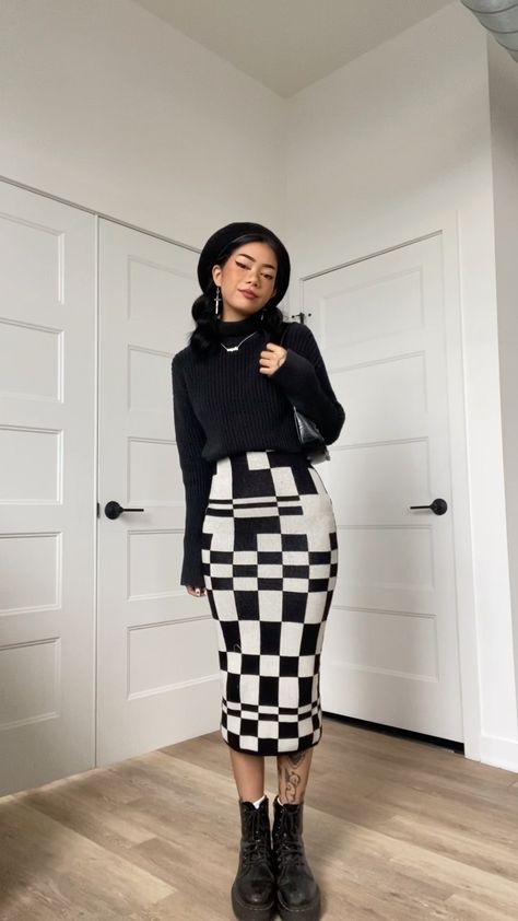 megmurayama on Instagram: sweater is american apparel, dress is from aliexpress Doc Platforms, Style Aesthetics, Alt Outfits, Corporate Outfits, Looks Vintage, Modest Outfits, Outfits Casuales, Look Cool, American Apparel