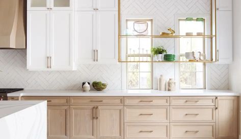 Two-toned Shaker Kitchen Cabinets to Mix and Match For Your Home - Best Online Cabinets Black Lower Cabinets, White Upper Cabinets, Two Tone Kitchen Cabinets, White Oak Kitchen, Kitchen Cabinet Trends, Kitchen Contemporary, White Shaker Cabinets, Shaker Kitchen Cabinets, Two Tone Kitchen