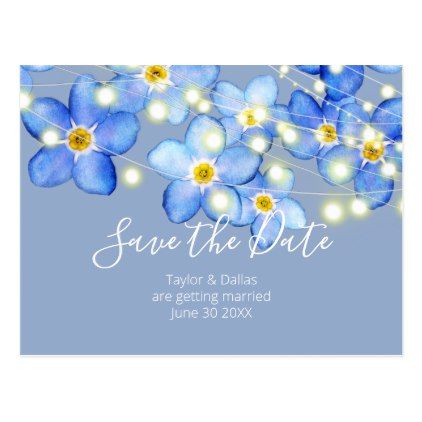 Forget Me Not Wedding, Horse And Carriage Wedding, Simple Watercolor Flowers, Summer Invitation, Flyer Design Layout, Save The Date Postcard, In Memory Of Dad, Forget Me Nots, Save The Date Postcards