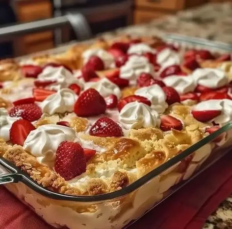 Strawberry Cheesecake Dump Cake – Naomi's Recipes Strawberry Shortcake Casserole, Strawberry Dump Cake Recipes, Strawberry Cheesecake Shortcake, Fluffy Strawberry Cake, Strawberry Cheesecake Dump, Strawberry Cheesecake Dump Cake, Strawberry Cheesecake Lasagna, Strawberry Cheesecake Dessert, Strawberry Cake Roll