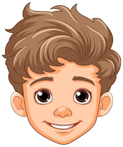 Boy Head Drawing, Cartoon Head Drawing, Head Cartoon Drawing, Face Cartoon Drawing, Boy Face Drawing, Face Illustration Art, Happy Face Cartoon, Boy Cartoon Drawing, Head Picture