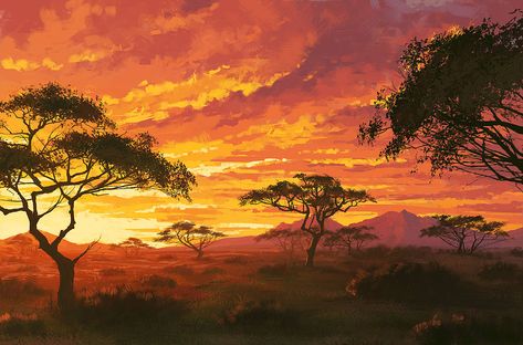 savanna by AnekaShu on DeviantArt Savanna Landscape, Africa Painting, Africa Photography, Re Leone, Africa Art, Desenho Tattoo, Places In The World, Most Beautiful Cities, Beautiful Places In The World