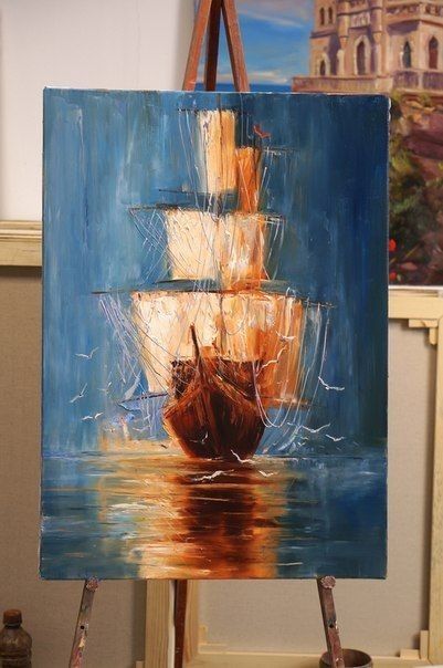 Happy Horse, Oil Painting Tips, Canvas For Beginners, Soyut Sanat Tabloları, Easy Canvas Painting, Lukisan Cat Air, A Ship, Beginner Painting, Amazing Art Painting