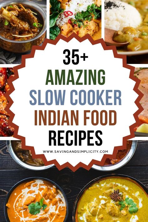 35 Cheap & easy slow cooker Indian recipes. Including crockpot butter chicken, chicken curry, chana masala & more. Easy weeknight dinners. Dump and go meal ideas. Healthy slow cooker recipes perfect for family dinner.  Budget friendly meal ideas. Vegan recipes, vegetarian meal ideas. Over a months worth of busy weeknight dinners to add to your meal plan. Meal ideas perfect for busy moms. Crockpot Recipes Slow Cooker Vegetarian, Healthy Crockpot Indian Recipes, Crockpot Chana Masala, Crockpot Indian Food, Crockpot Indian Curry, Cheap Indian Recipes, Slow Cooker Chana Masala, Slow Cooker Curry Vegetarian, Crock Pot Indian Food