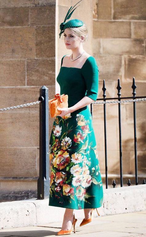 Wedding Attire from Lady Kitty Spencer's Best Looks  What does one wear to Meghan Markle and Prince Harry's wedding? If you have exquisite taste like Kitty Spencer, something like this Dolce & Gabbana dress. Kitty Spencer Royal Wedding, Lady Spencer, Prince Harry Wedding, Lady Kitty Spencer, Lady Kitty, Harry Wedding, Kitty Spencer, Prins Harry, Princess Leonor