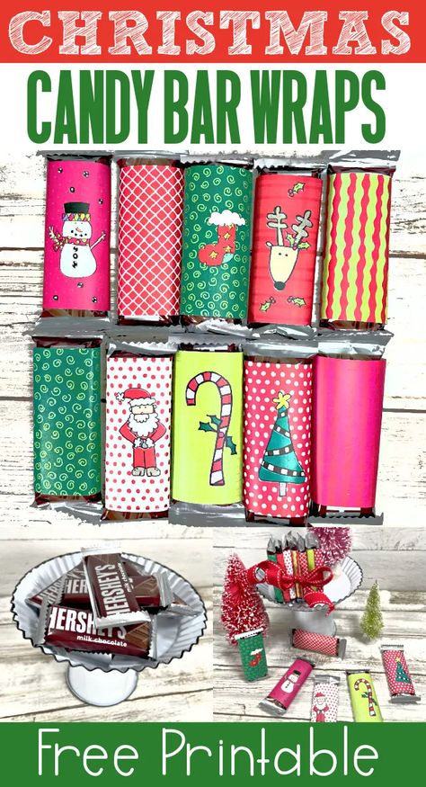 Free Printable Candy Bar Wrappers for Christmas - Laura Kelly's Inklings Christmas Candy Bar Wrappers Diy, Hershey Bar Gift Ideas, Hershey Bar Christmas Wrappers Free Printable, Candy Bar Covers Free Printable, Candy Wrappers Template Printables Free, Christmas Hershey Bar Wrappers, Christmas Candy Wrappers Printable Free, Free Printable Christmas Candy Bar Wrappers, Free Printable Chocolate Bar Wrappers