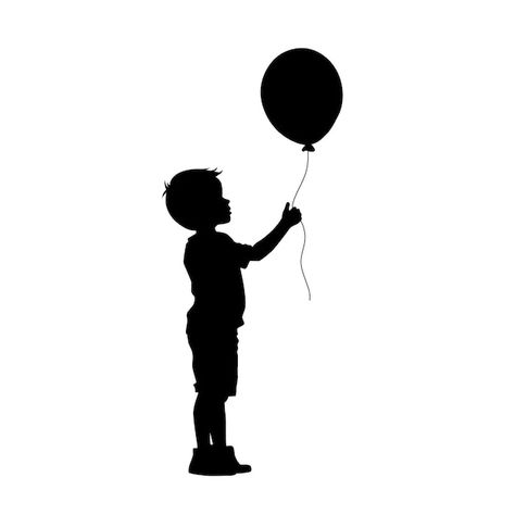 Balloon Black And White, Children Silhouettes, Boy Silhouette, Unique Words Definitions, Its A Girl Balloons, White Balloons, Unique Words, Silhouette Art, Iconic Photos