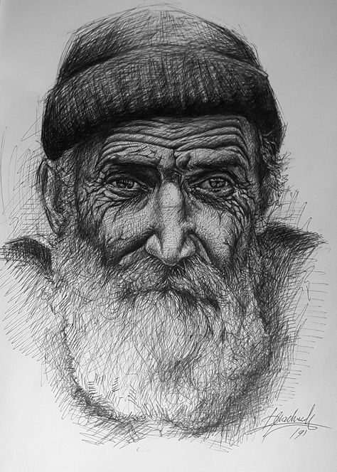 Old man by Dejan Machukov Drawing Of People, Old Man Portrait, Human Sketch, Man Drawing, Pencil Portrait Drawing, Man Sketch, Mythology Tattoos, Object Drawing, Character Design Sketches