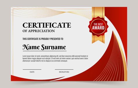 Cute Certificate Templates, Certificate Frame Design, Certificate Design Ideas, Graduation Certificate Design, Professional Certificate Design, Red Template, Education Graduation, Certificate Layout, Creative Logo Design Art