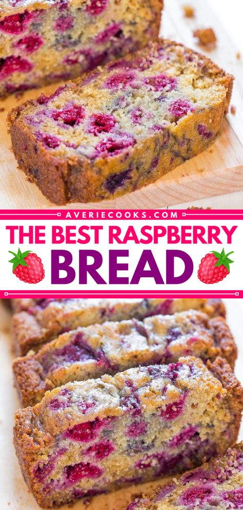 The Best Raspberry Bread - Averie Cooks Raspberry Bread, Paper Petals, Raspberry Desserts, Homemade Bread Recipes Easy, Raspberry Recipes, Fruit Bread, Breakfast Idea, Quick Bread Recipes, Bread Recipes Sweet