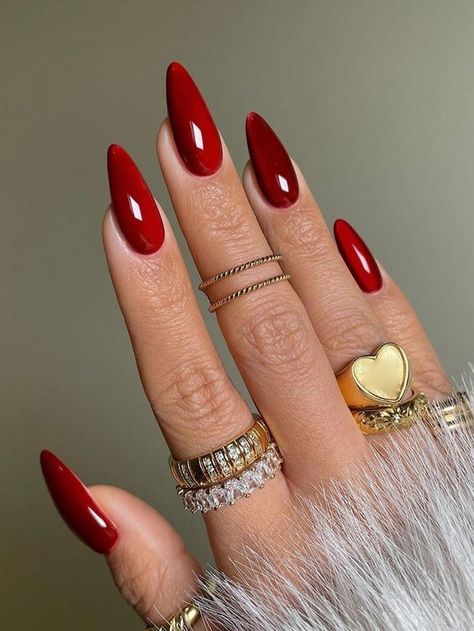 Red Translucent Nails, Trending Red Nails, Red Nails With Diamonds, Nails Long Almond, Pictures Of Women, Press On Nails Long, Long Almond, Matric Dance, Crystal Cat