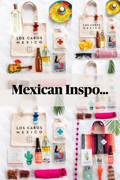 A beautiful flatlay featuring creative Mexican wedding souvenirs, including a Los Cabos tote bag, mini tequila bottles, hangover kits, colorful maracas, and Mexican-inspired decor items. Perfect for destination wedding inspiration. Unique Destination Wedding Ideas, Mini Tequila Bottles, Mexican Souvenirs, Mexican Wedding Ideas, Functional Gifts, Mexican Wedding Dress, Unique Destination Wedding, Destination Wedding Ideas, Wedding In Mexico