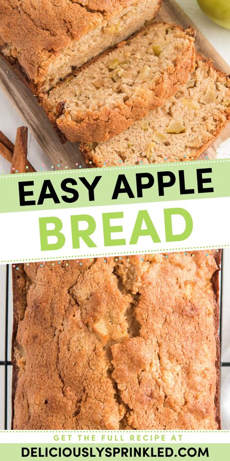 Turn to this simple baking idea for a Mother's Day breakfast recipe! This easy apple bread is the BEST. Moist and rich with plenty of spiced apple flavor, this homemade quick bread is a delicious addition to your Mother's Day brunch ideas! Fresh Apple Bread Recipes Easy, Apple Turn Over Recipe, Apple Bread Recipe Easy Healthy, Mini Apple Bread Loaves, Banana Apple Bread Recipe Easy, Bisquick Apple Recipes, Healthy Apple Bread Recipe, Healthy Quick Bread, Apple Bread Recipe Moist