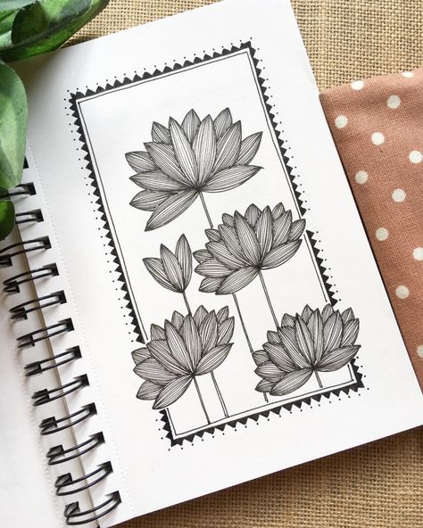 Drawing Mushrooms, Pen Art Doodle, Lockdown Art, Plant Doodles, Modele Zentangle, Lotus Drawing, Fish Illustrations, Flower Doodle, Doddle Art