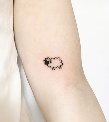 Small Sheep Tattoo Simple, Small Lamb Tattoo For Women, Dainty Lamb Tattoo, 99 And 1 Sheep Tattoo, Tiny Black Sheep Tattoo, Farm Tattoo Ideas Simple, Leaves The 99 Sheep Tattoo, Cartoon Sheep Tattoo, Lamb Face Tattoo