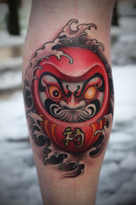 Tato Geisha, Japanese Forearm Tattoo, Daruma Doll Tattoo, Koi Tattoo Sleeve, Japanese Tattoos For Men, Japanese Tattoo Symbols, Samurai Tattoo Design, 13 Tattoos, Doll Tattoo