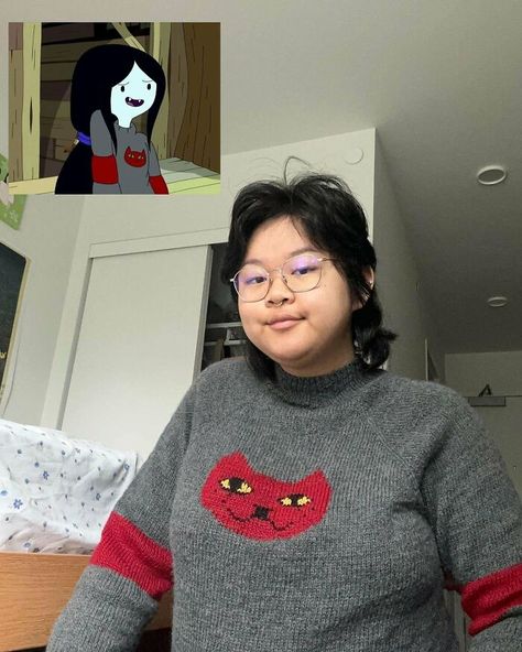 Finally! Done! Marceline’s Sweater From The “Return To The Nightosphere” Episode Of Adventure Time! Adventure Time Knitting, Marceline Sweater, Bmo Crochet, Adventure Time Crochet Pattern, Adventure Time Crochet, Adventure Time Clothes, Knitting Club, Time Clothes, Gradient Yarns