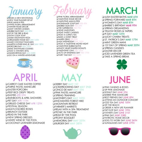 May Ideas Month Of, Bucket List Monthly, Things To Do Once A Month, Monthly Bucket List Ideas, Hosting Ideas For Each Month, January Bucket List Ideas, January Bucket List, Monthly Bucket List, Monthly Goals Ideas