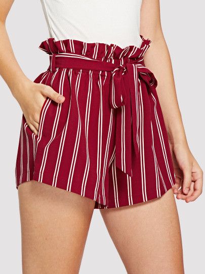 Summer Beach Shorts, Outfits Mit Shorts, Chiffon Shorts, Casual Skirt Outfits, Rock Outfit, High Waist Shorts, Modieuze Outfits, Casual Stripes, Mode Streetwear